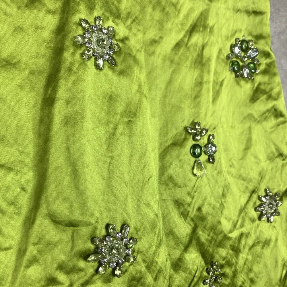 J Crew Collection Skirt Green Crystal Embellished Mini Satin Fairfax Womens 6